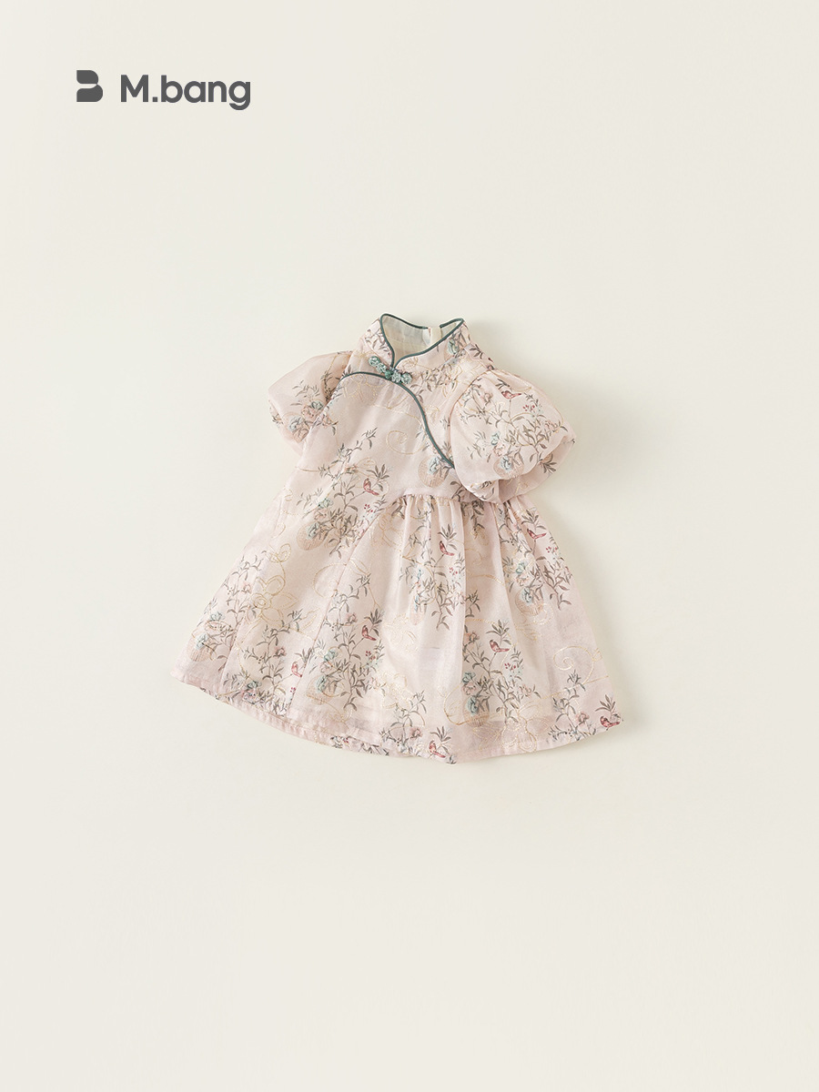 Babycity falda de manga abullonada para niños verano ropa para niños vestido de bebé estilo nacional niña vestido cheongsam Q24101