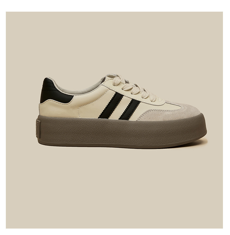 Echtes Leder Training Damen 2024 Herbst Neue dicke Sohle Farbige Casual Sports Vielseitige Boardschuhe Instagram Trend_voghion.com