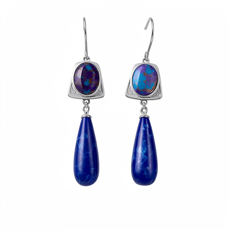 Medieval vintage piedra oval gotas de agua gancho de orejas retro nicho pendientes ligero lujo alta sensación de orejas para mujeres