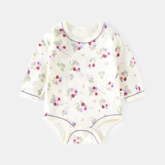 包屁衣嬰兒春秋寶寶三角哈衣純棉長袖印花連體衣新生兒無骨爬服