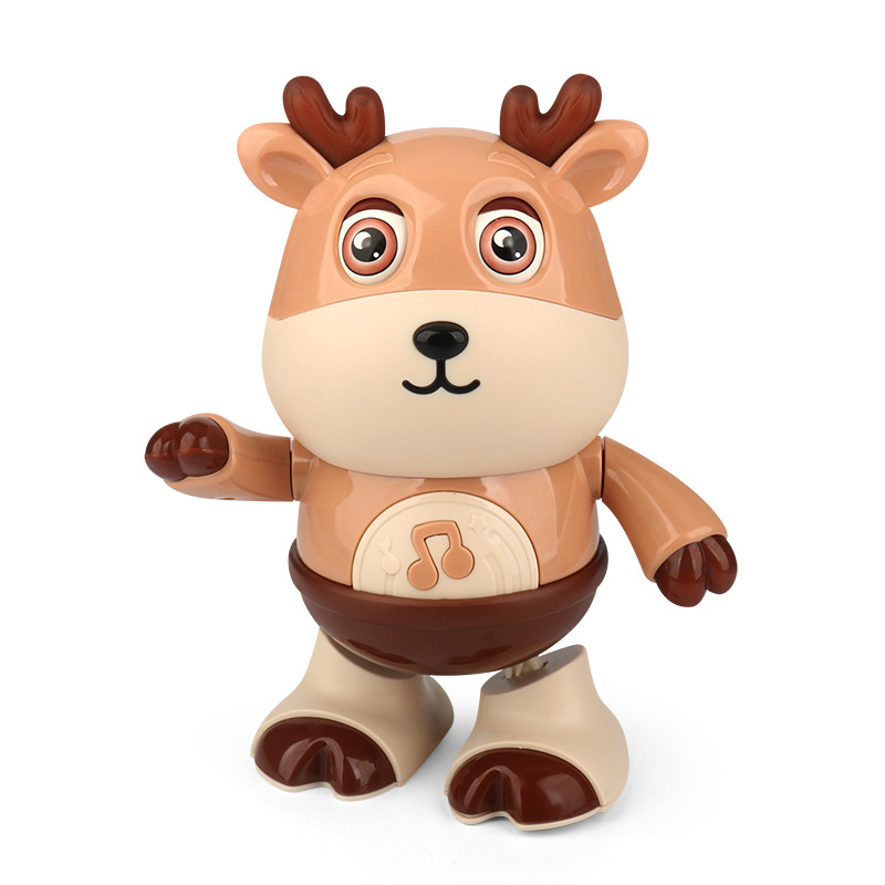 Baile eléctrico pequeño ciervo lindo música luz bebé rompecabezas columpio baile robot ciervo Pequeño amor muñeca eléctrica