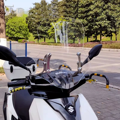 Suitable for Haojue Afr125 Motorcycle front windshield - transparent-40cm-height-stainless-steel-stand-adjustable-height