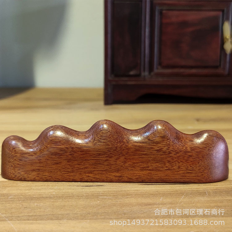 红桂宝木笔架侧面嵌黄铜岳麓书院船山学社旅游纪念（现货）