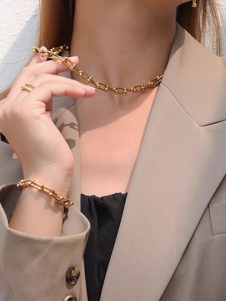 Fashion Geometric Titanium Steel Plating Necklace 1 Piece