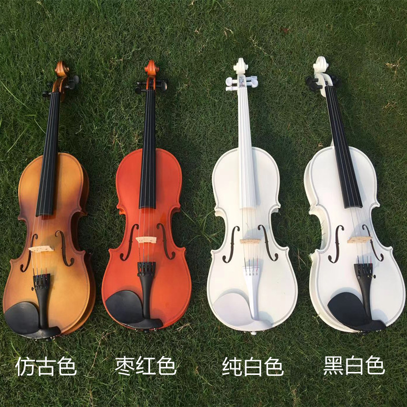 Adults and Kidsren Beginners Practice Violin White Decorative Props Playing Violin 4/4 Full Set Configuration