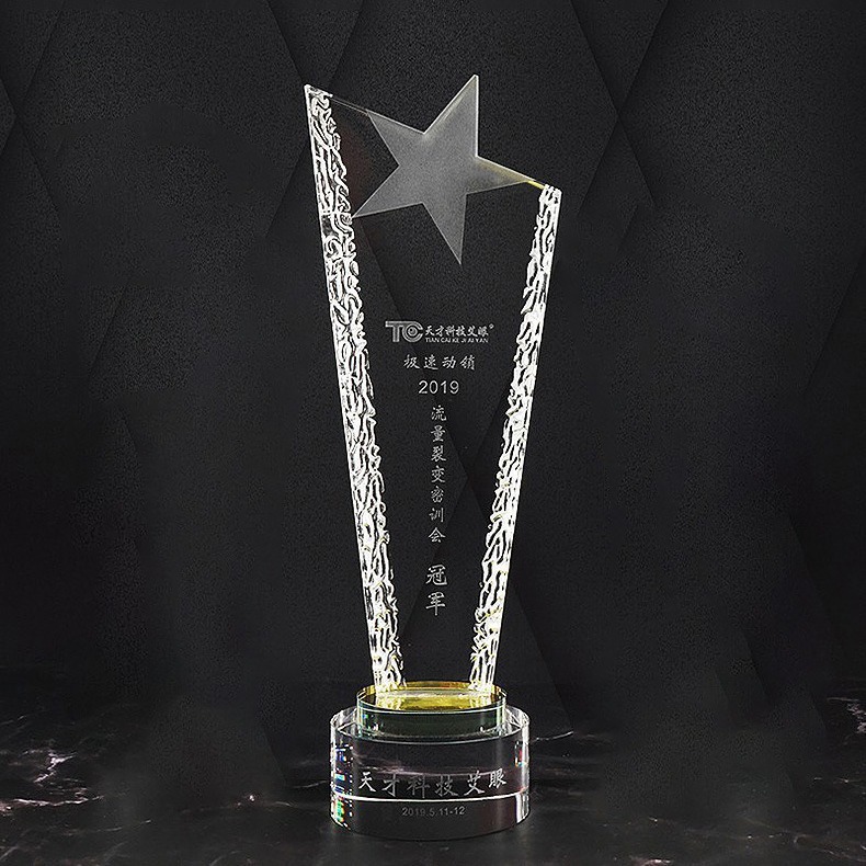 Trofeo de cristal personalizado con inscripción creativa Copa de premios de aniversario concurso de música regalo conmemorativo