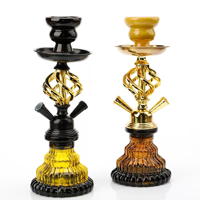 跨境现货水烟壶 家用小号阿拉伯玻璃烟斗配件清吧KTV麻花球水烟壶