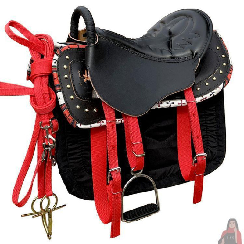 Pure Leather Saddle Complete Set, Full Cowhide Saddle Promotion Horse Riding Gear Without
