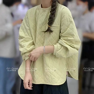 ed7308#100%羊毛绒圆领时尚夹棉保暖长袖套头卫衣2024新款休闲女