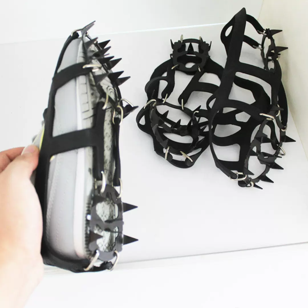 批发攀冰用品硅胶十八齿防滑鞋套18齿不锈钢链冰爪 防滑鞋套