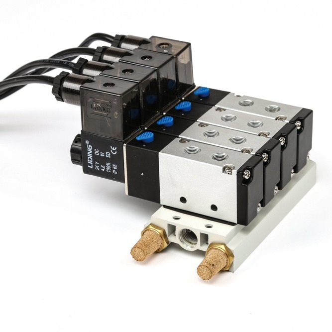 电磁阀组阀3V4V210系列气动电磁控制阀组合气缸电磁阀底座多位