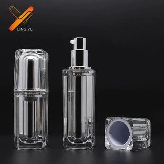 30g四方素颜霜膏霜瓶亚克力贵妇膏面霜罐电镀旋盖晚霜护肤品包材