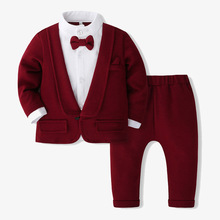 跨境厂家一手货源婴儿服春秋款绅士西装英伦风宝宝周岁翻领礼服