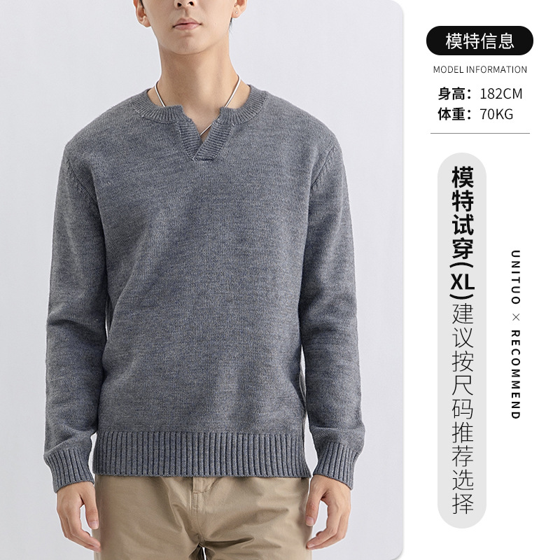 Suéter de cuello Henry de punto de manga larga de moda de hombre camiseta de alto nivel camiseta de base de lujo ligera ropa de hombre camiseta de hombre