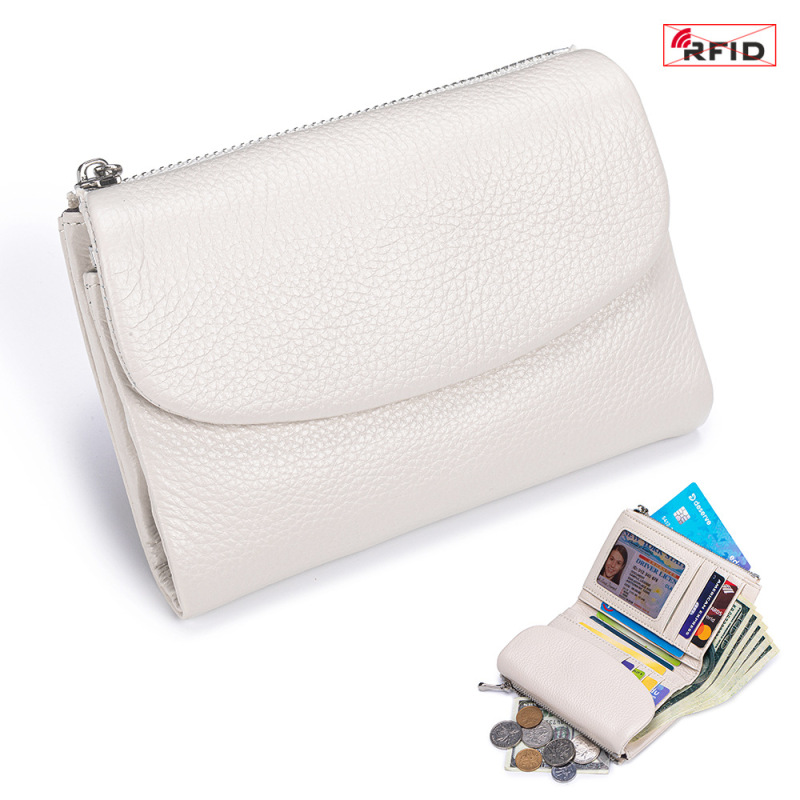 本革ショートウォレット RFID ファッション ソフトレザー質感 ハンドバッグ 女性用 大容量収納バッグ 一層牛革財布|undefined