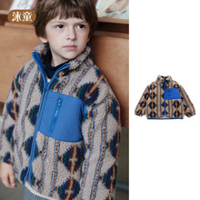 2025秋冬新款潮流老钱风儿童摇粒绒外套百搭亲肤透气男童夹棉棉服