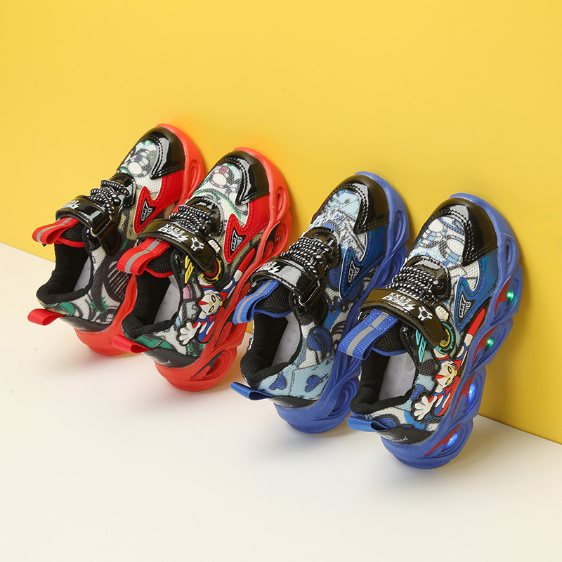 Tecknade barnsporter, små och medelstora kardborreband, lätta pojkskor, nya barnskor hösten 2022_voghion.com