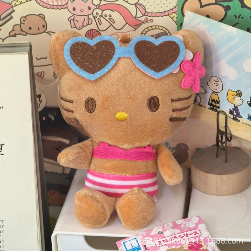 黑色草帽kitty帽宝宝挂件爱心扣公仔玩偶可爱赫本风挂饰钥匙扣|undefined