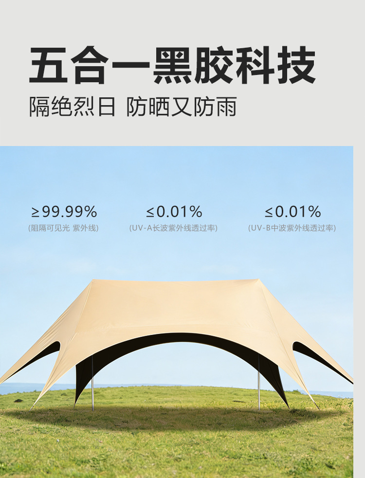 New Quick-Setup Canopy Tent Portable Outdoor Camping Sunshade Black Glue Canopy Sun Protection Rainproof Beach Sunshade Tent