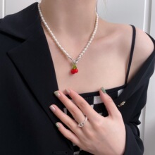 s925纯银天然淡水珍珠樱桃项链 波西米亚风白百何同款锁骨链 批发