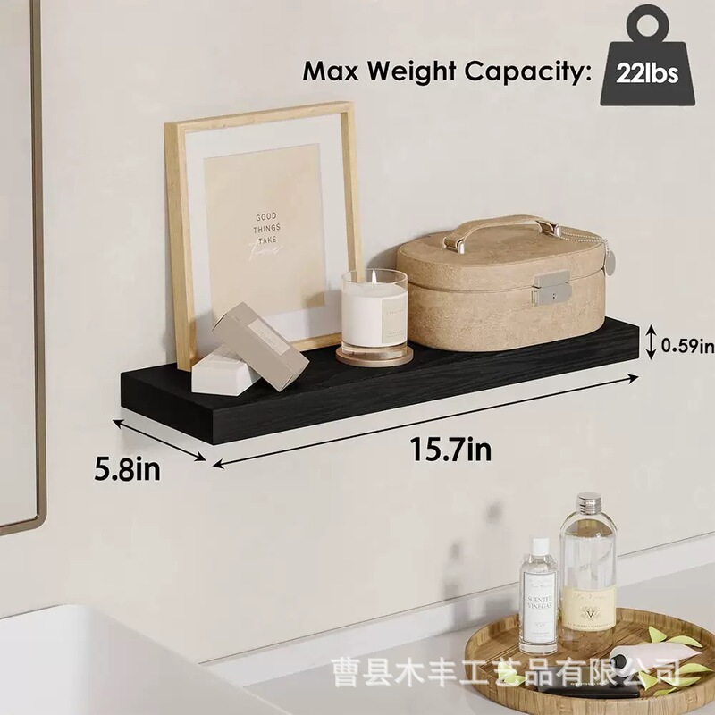 现货木质隔板墙上置物架客厅壁挂式木制收纳架浴室毛巾储物浮动架|undefined