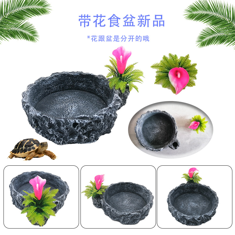 Suministros para reptiles, olla de alimentación para tortugas pequeñas, olla de agua pastoral de resina, serpiente araña, lagarto, tortuga, olla de alimentación para peces