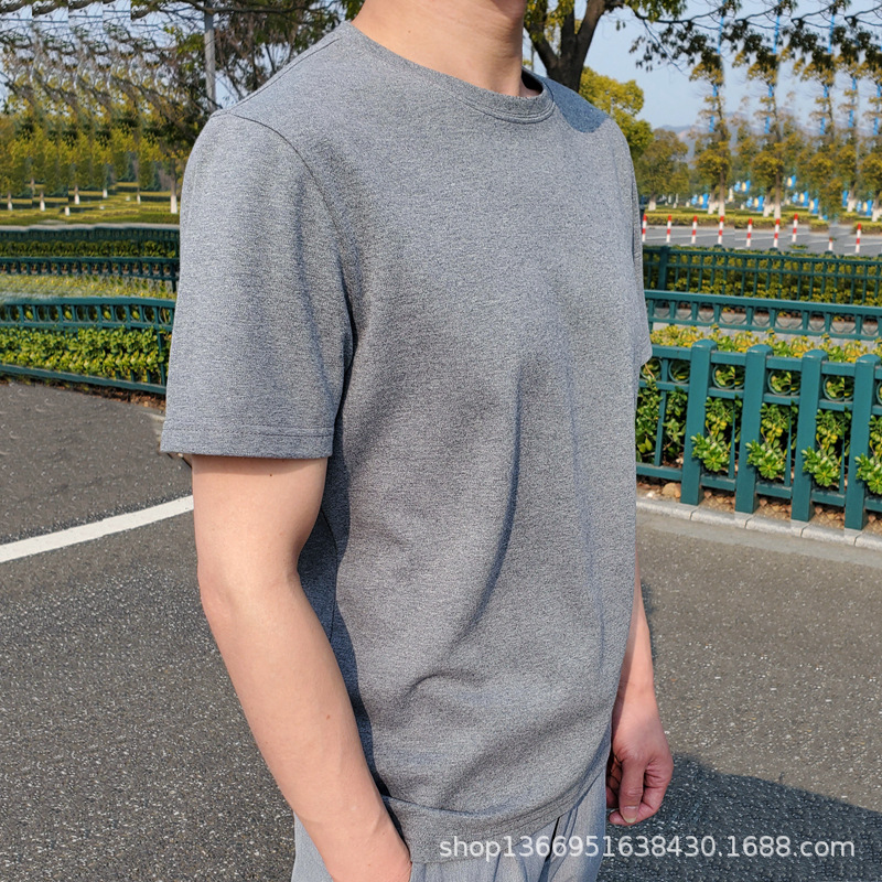 夏の重いポンドの馬の綿の白色の半袖のtシャツの男の丸首の純色の綿の綿のペルー綿のゆったりしている半袖のタイプのtシャツ
