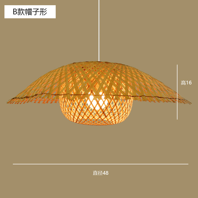 Candelabro de bambú nuevo estilo chino Zen estilo japonés lámpara de bambú B & B restaurante de olla caliente linterna de restaurante lámpara tejida de bambú y ratán al por mayor