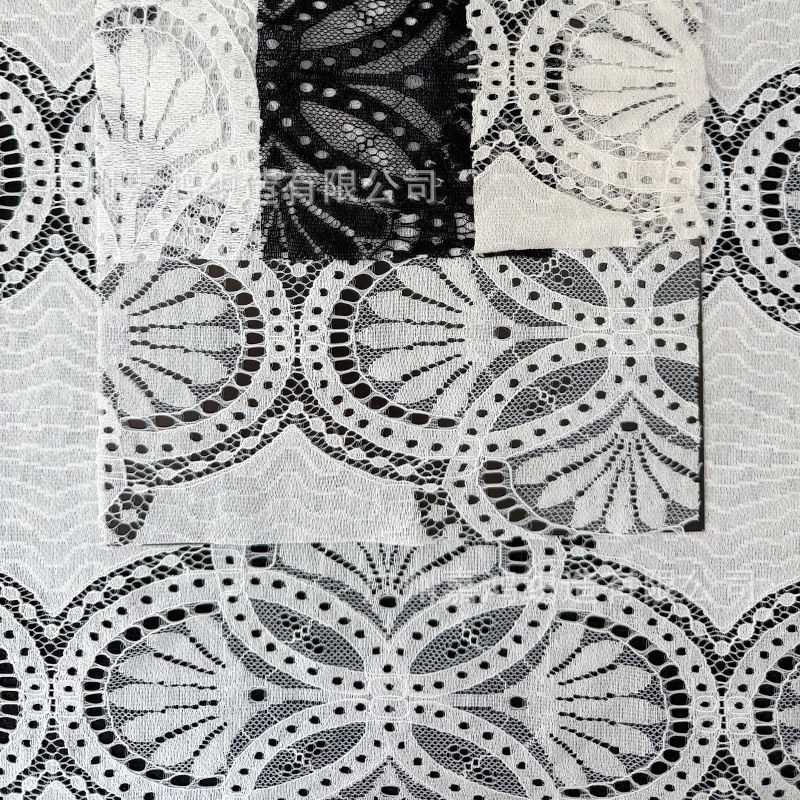 Tejido de encaje de alta calidad brocado de algodón vestido vestido de boda negro blanco albaricoque tela spot