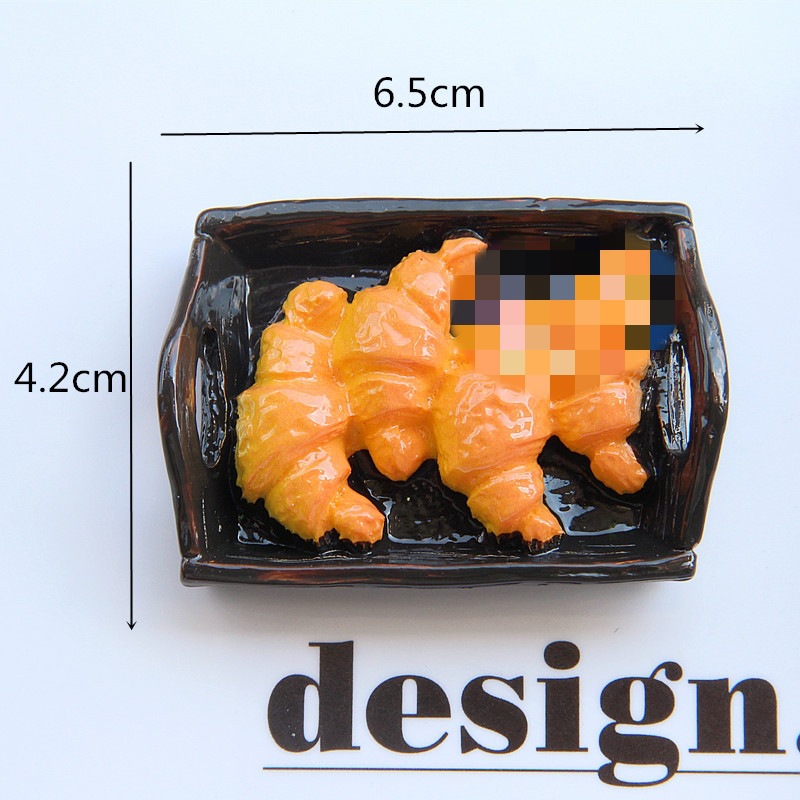 Nueva simulación cuerno pan hamburguesa cake resina grande juego de alimentos DIY refrigerador pegatina accesorios Ventas Directas la fábrica