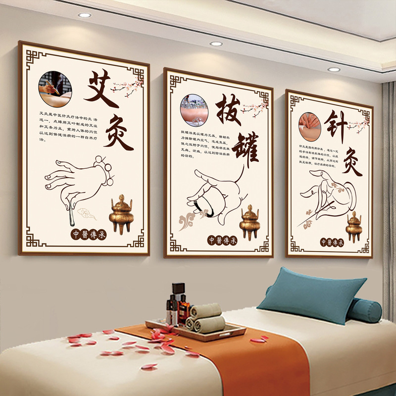 Traditional Chinese Medicine Health Care Physiotherapy Acupuncture Wall Chart Moxibustion Poster Cupping Wall Sticker Bone Setting Promotion Acupuncture Point Hanging Painting Waterproof Kt Board