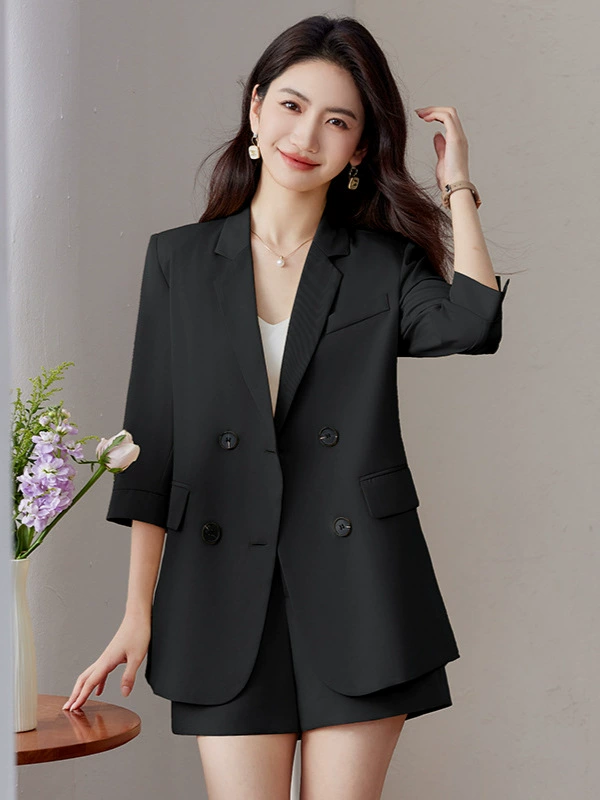 Thin summer classic suit jacket for leisure, shorts, universal set, oversize