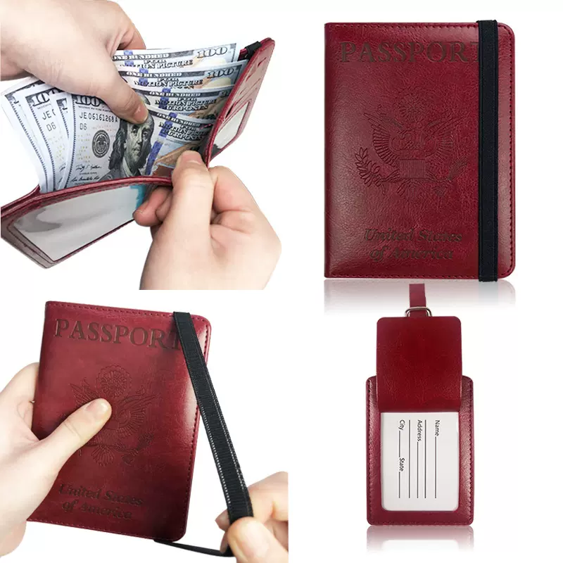 定制多功能美国passport绑带护照保护套美金夹疫苗卡套护照夹OEM