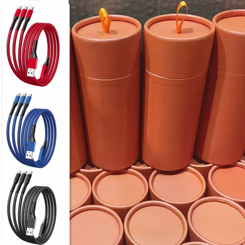 Máquina y pasajero un cable de datos de tracción de tres 120W súper rápido aleación de zinc general grueso 3 en 1 cable de carga de teléfono móvil