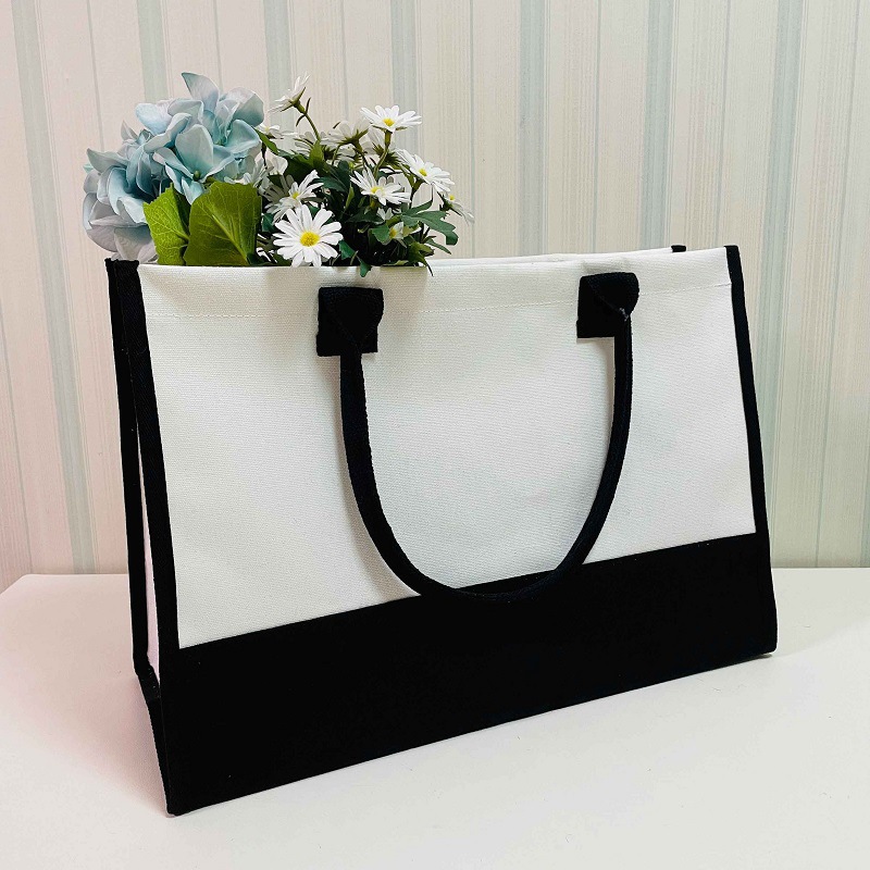 跨境新款帆布单肩包大容量字母印花托特包女式时尚防水手提购物袋