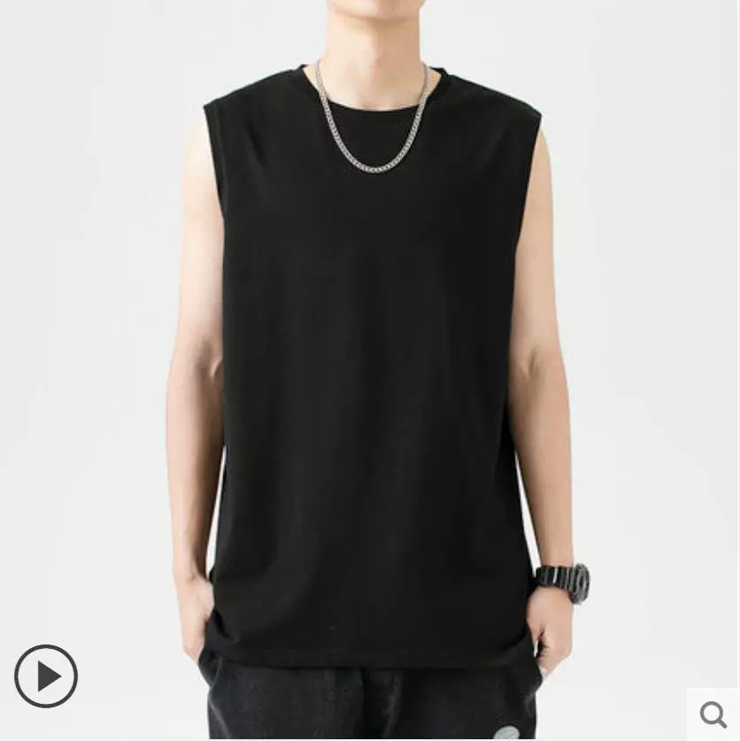 220g纯棉无袖男T恤夏季休闲运动T恤大码宽松坎肩内搭t恤百搭透气