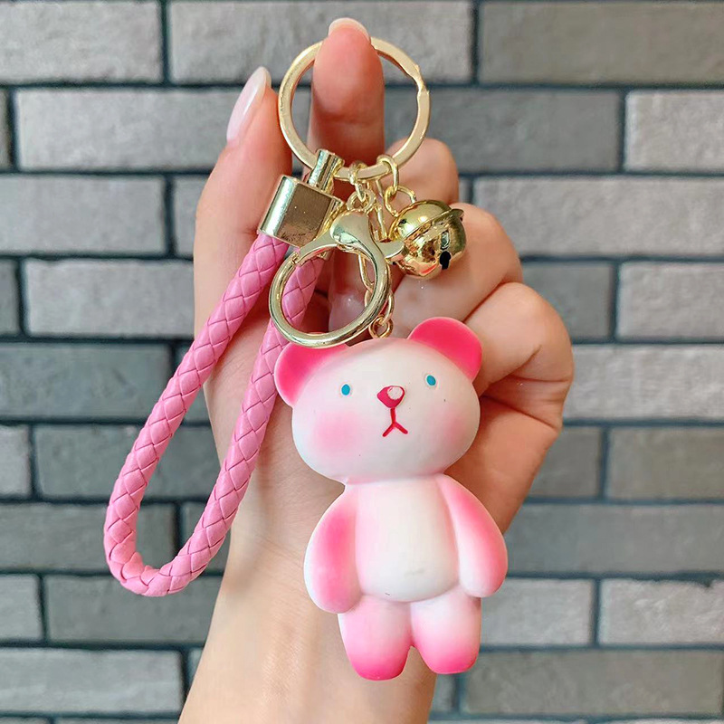 Moda fresco resina cachorro llavero conejito oso muñeca colgante bolso del coche adornos pequeño regalo