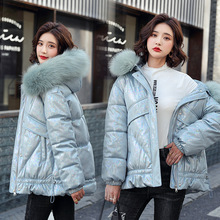 韩版时尚流行棉服女冬季羽绒棉衣现货大毛领小软羊皮港风原宿拉链