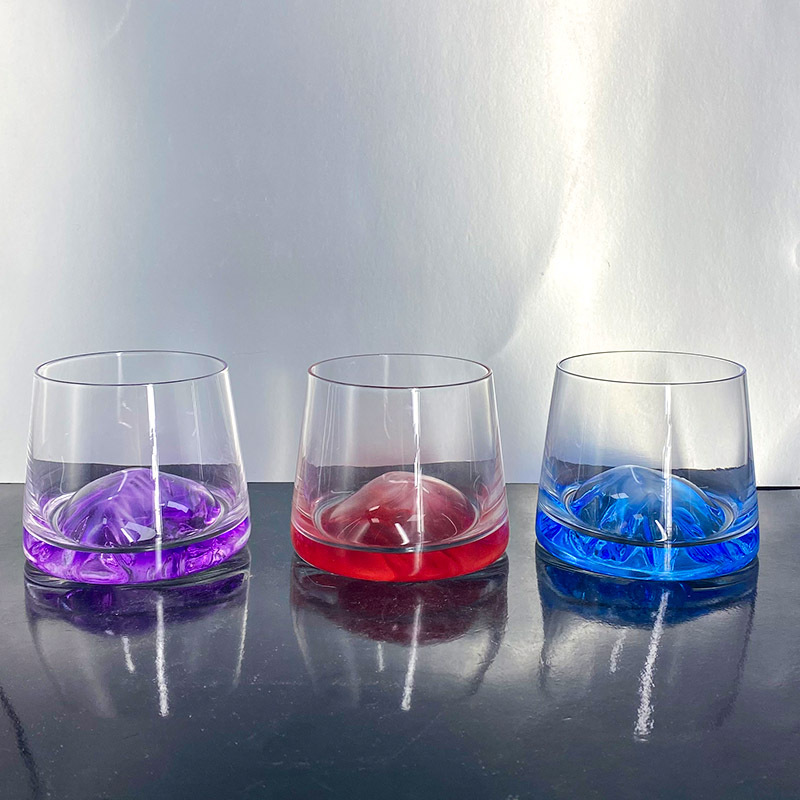 ins风高颜值富士山杯彩色创意观山杯玻璃杯威士忌酒杯洋酒杯