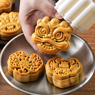 Mooncake Mold New Model 2024 Xingwan Lion Ruyi Chinese Traditional National Trend Cantonese Style 75g Pastry Press and Bake