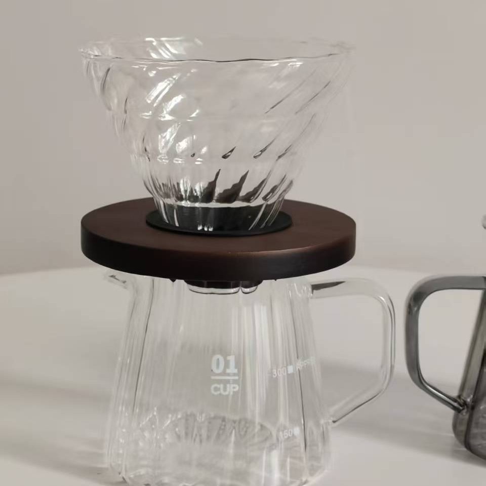 Mayorista de vidrio para la fabricación de café con mano conjunto de taza de filtro de café para compartir hervidor de café utensilios de café taza de filtro de vidrio