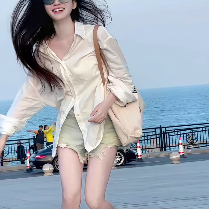 Cotton and linen shirt for five years design sense niche top loose white shirt