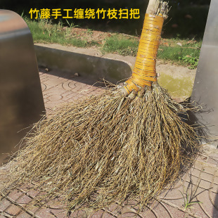 Bamboo rattan hand-tied broom large old-fashioned thatched broom outdoor courtyard factory workshop special old-fashioned road broom