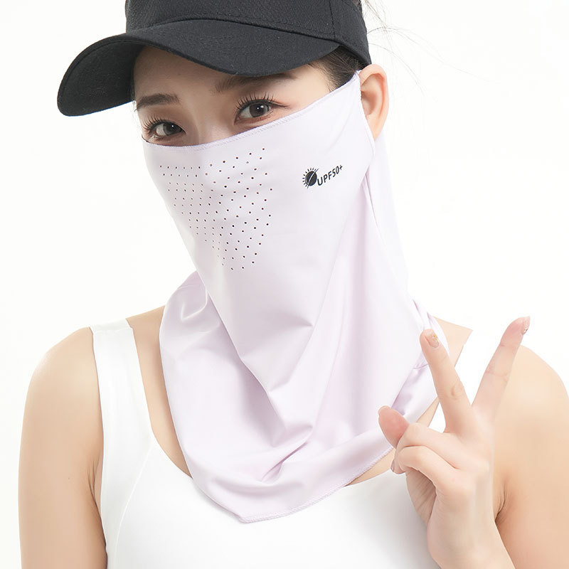 Máscara solar para mujeres verano anti-UV helado cool cuello para montar al aire libre protector de cuello protector de la cara colgando toallas faciales