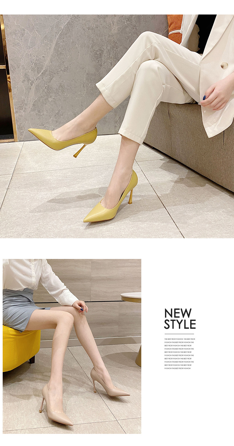 Giày cao gót nữ mũi nhọn gót 9 cm đi làm công sở — 988-3 đen 9cm chi tiết 5
