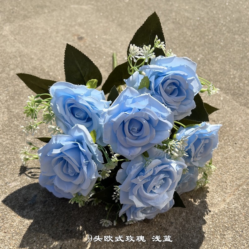 新商品の外国貿易の青いアジサイの青い色はバラの牡丹のアジサイの結婚祝いの柔らかい装飾の偽の花を卸売りします。|undefined
