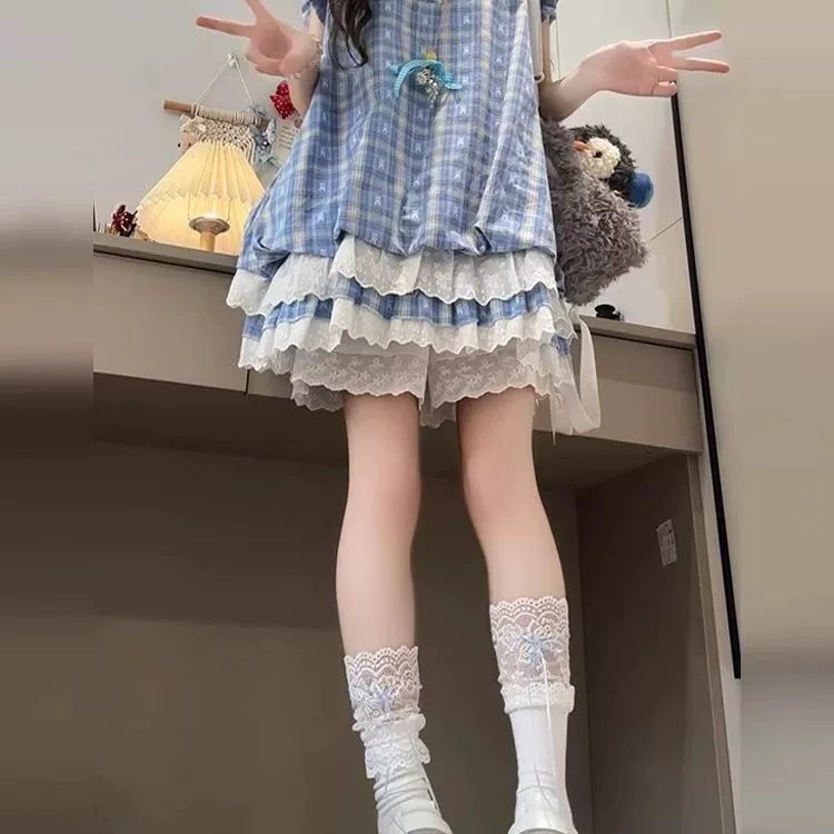 Платье летнее, юбка, кружевные брюки, для подростков, семейный стиль