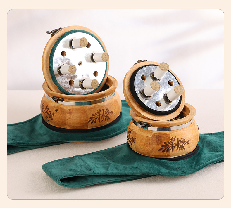 Moxibustion Box Portable Moxa Burner for Abdomen Home Use Smoke Filter Anti Scald Moxa Jar with 1 Stone Ground Moxa Stick 500g in use