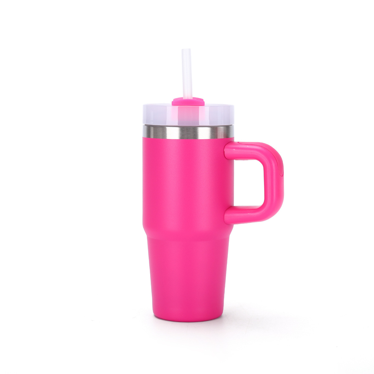Taza térmica de vacío doble de 14 oz con pajita y asa, para auto image 10