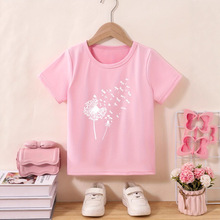 外贸现货女童‘ 时尚高级感蜻蜓蒲公英印花 ’ 柔软舒适T恤批发